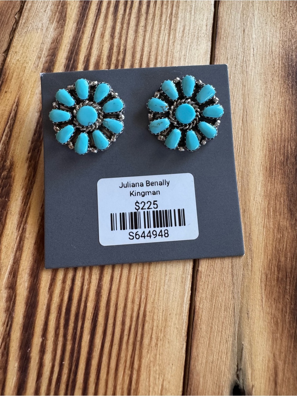 Native American Turquoise Floral Stud Earrings